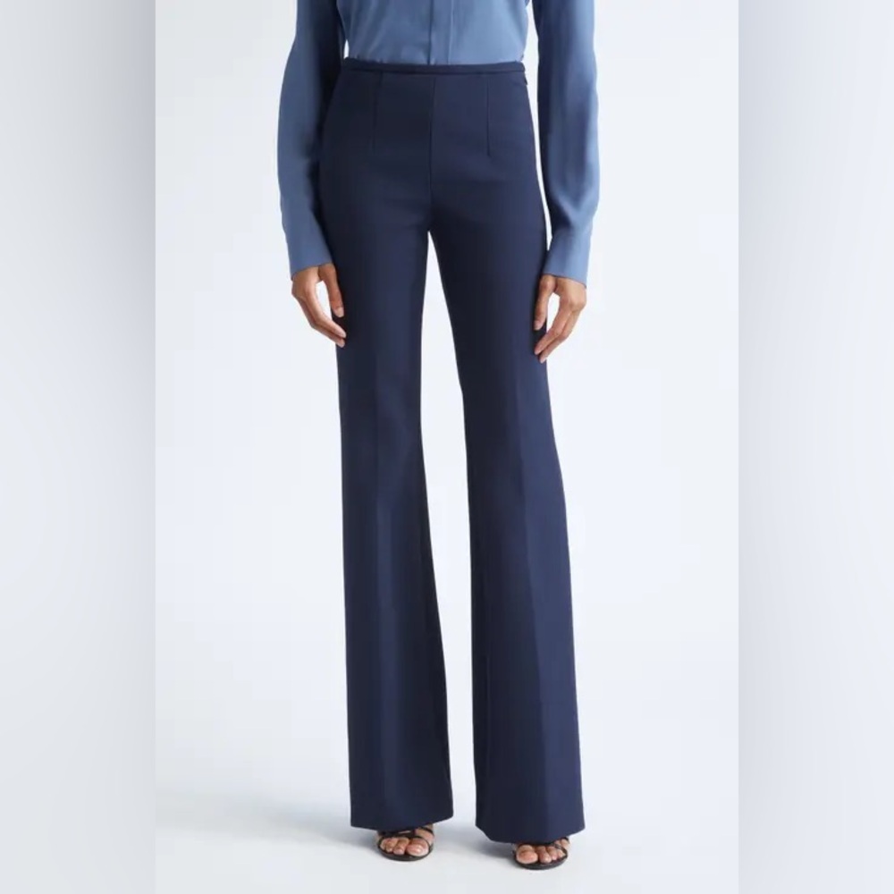 Michael Kors Collection Boiled Wool Flare Leg/Bootcut Pants in Navy
